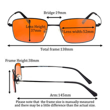 Load image into Gallery viewer, Men’s Glasses Metal Frame Orange Lenses Blue Light Filter Computer Glasses for Gaming Full Blocking Light Blue Eyewear Lunette
