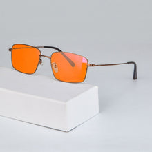 Load image into Gallery viewer, Men’s Glasses Metal Frame Orange Lenses Blue Light Filter Computer Glasses for Gaming Full Blocking Light Blue Eyewear Lunette