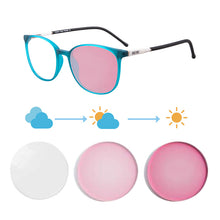 Carregar imagem no visualizador da galeria, Shinu óculos de sol fotocromáticos com lentes coloridas, óculos femininos que mudam roxo azul óculos de transição para mulheres sh079