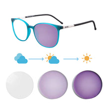 Carregar imagem no visualizador da galeria, Shinu óculos de sol fotocromáticos com lentes coloridas, óculos femininos que mudam roxo azul óculos de transição para mulheres sh079