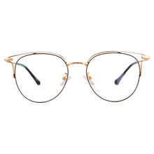 Загрузить изображение в средство просмотра галереи, Очки для чтения с чистыми линзами и защитой от синего света в круглой металлической оправе - S11138