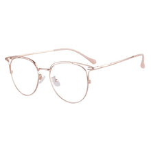 Загрузить изображение в средство просмотра галереи, Очки для близорукости с защитой от синего света и круглой металлической оправой для чистых линз - S11138