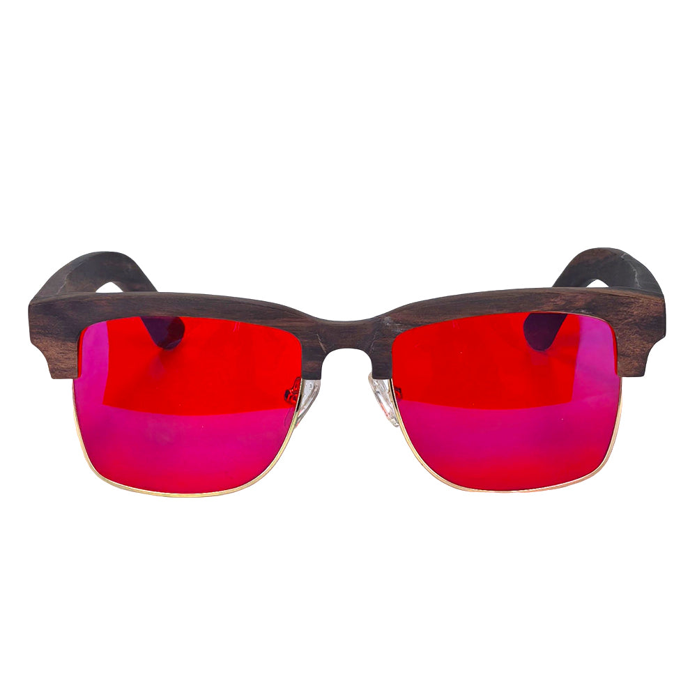 SHINU Red Lens Sleep Glasses Blue Light Filter Glasses To Sleep Better Nighttime Blue Light Protection Glasses Wood Frame