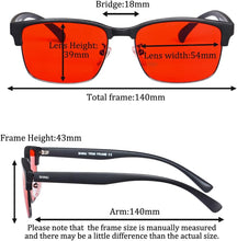 Load image into Gallery viewer, Blue Ray Glasses for Better Sleep Red Lens Glasses Anti Blue Green Light for Men Eyewear SH018
