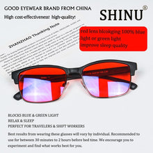 Carregar imagem no visualizador da galeria, Blue Ray Glasses for Better Sleep Red Lens Glasses Anti Blue Green Light for Men Eyewear SH018
