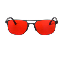 Загрузить изображение в средство просмотра галереи, Мужские серые очки SHINU Change, металлическая деревянная оправа с красными линзами, фильтры 99,99%, очки синего света, защищающие глаза SH003
