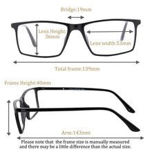 Загрузить изображение в средство просмотра галереи, Квадратная оправа для очков, мужские прогрессивные мультифокальные очки для чтения, мужские очки в оправе TR90, очки в оправе любой степени, очки на заказ 
