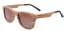 Load image into Gallery viewer, Bamboo Wooden Sunglasses Polarized Retro Brown Lens Zebra Wood Sun Glasses with Round Bamboo Case Cloth  Z68043
