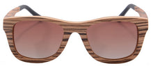 Load image into Gallery viewer, Bamboo Wooden Sunglasses Polarized Retro Brown Lens Zebra Wood Sun Glasses with Round Bamboo Case Cloth  Z68043
