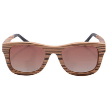 Load image into Gallery viewer, Bamboo Wooden Sunglasses Polarized Retro Brown Lens Zebra Wood Sun Glasses with Round Bamboo Case Cloth  Z68043
