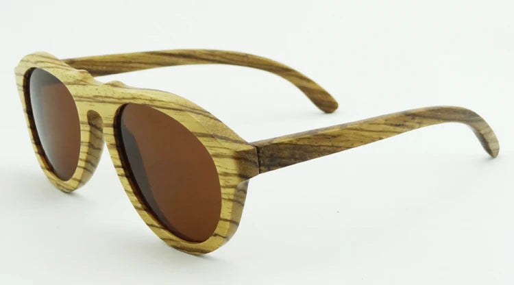 SHINU Wood Polarized Polarized Sunglasses Men  Women Handmade Zebra Wood Sun Glasses Pear Wood Sunglasses Brown Lens  6027