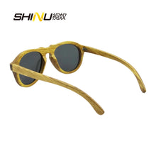 Carregar imagem no visualizador da galeria, SHINU Wood Polarized Polarized Sunglasses Men  Women Handmade Zebra Wood Sun Glasses Pear Wood Sunglasses Brown Lens  6027
