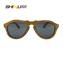 Load image into Gallery viewer, SHINU Wood Polarized Polarized Sunglasses Men  Women Handmade Zebra Wood Sun Glasses Pear Wood Sunglasses Brown Lens  6027
