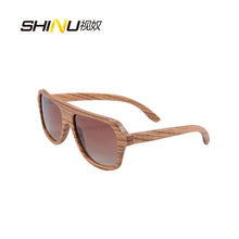 Load image into Gallery viewer, wooden polarized sunglasses men wood sunglasses zebra wood big frame polarized driving sunglass mens  6043
