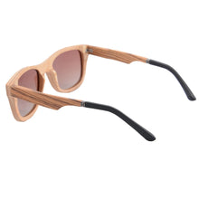 Load image into Gallery viewer, Bamboo Wooden Sunglasses Polarized Retro Brown Lens Zebra Wood Sun Glasses with Round Bamboo Case Cloth  Z68043
