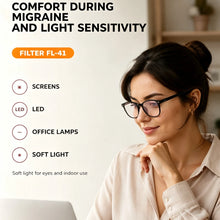 Load image into Gallery viewer, SHINU FL41 Glasses Man TR90 Frame with FL41 Filter Light Tint FL41 Glasses 73% Transmittance Indoor Used Anti Migraine Glasses

