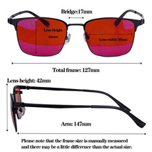 Carregar imagem no visualizador da galeria, Square Titanium Glasses Men Red Lens Better Sleep Glasses Improve Insomnia Titanium Glasses Orange Lens Big Size 141mm

