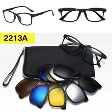 Load image into Gallery viewer, Prescription Glasses with 5 Color Polarized Clip on Sunglasses Progressive Multifocal See Far and Near Reading Glasses Men Women

