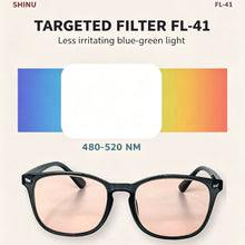 Load image into Gallery viewer, SHINU FL41 Glasses Man TR90 Frame with FL41 Filter Light Tint FL41 Glasses 73% Transmittance Indoor Used Anti Migraine Glasses
