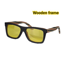 Carregar imagem no visualizador da galeria, SHINU Myopia Night Vision Glasses Man Night Driving Glasses square wooden frame Blocking Blue Light Lenses for Office Working
