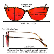 Load image into Gallery viewer, red glasses block blue light acetate glasses round anti blue light screen protector women glasses 3 type lenses without diopter

