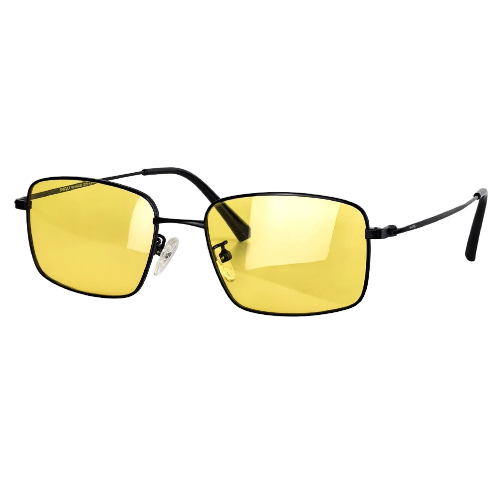 Polarized Sunglasses Men Metal Frame Blue Light Blocking & UV 400 for Daily Use Night Vision Yellow Driving Glasses