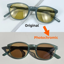 Загрузить изображение в средство просмотра галереи, Photochromic Polarized Sunglasses Blue Light Computer Glasses Night Vision for Driving Acetate Frame Woman Size 127mm
