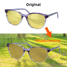 Load image into Gallery viewer, Cat Eye Acetate Sunglasses Woman Day and Night Driving Glasses Photochromic Sunglasses Woman Blue Light Computer Glasses 136mm
