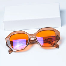 Load image into Gallery viewer, SHINU Acetate glasses women blue anti light glasses Red Orange 99% blocking blue light for gamging or long time working
