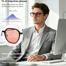 Load image into Gallery viewer, SHINU FL‑41 Migraine Glasses Rose Tint Anti Glare Blue Light Blocking Glasses Photophobia Light Sensitivity Men Women Titanium
