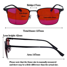 Carregar imagem no visualizador da galeria, Square Titanium Glasses Men Red Lens Better Sleep Glasses Improve Insomnia Titanium Glasses Orange Lens Big Size 141mm
