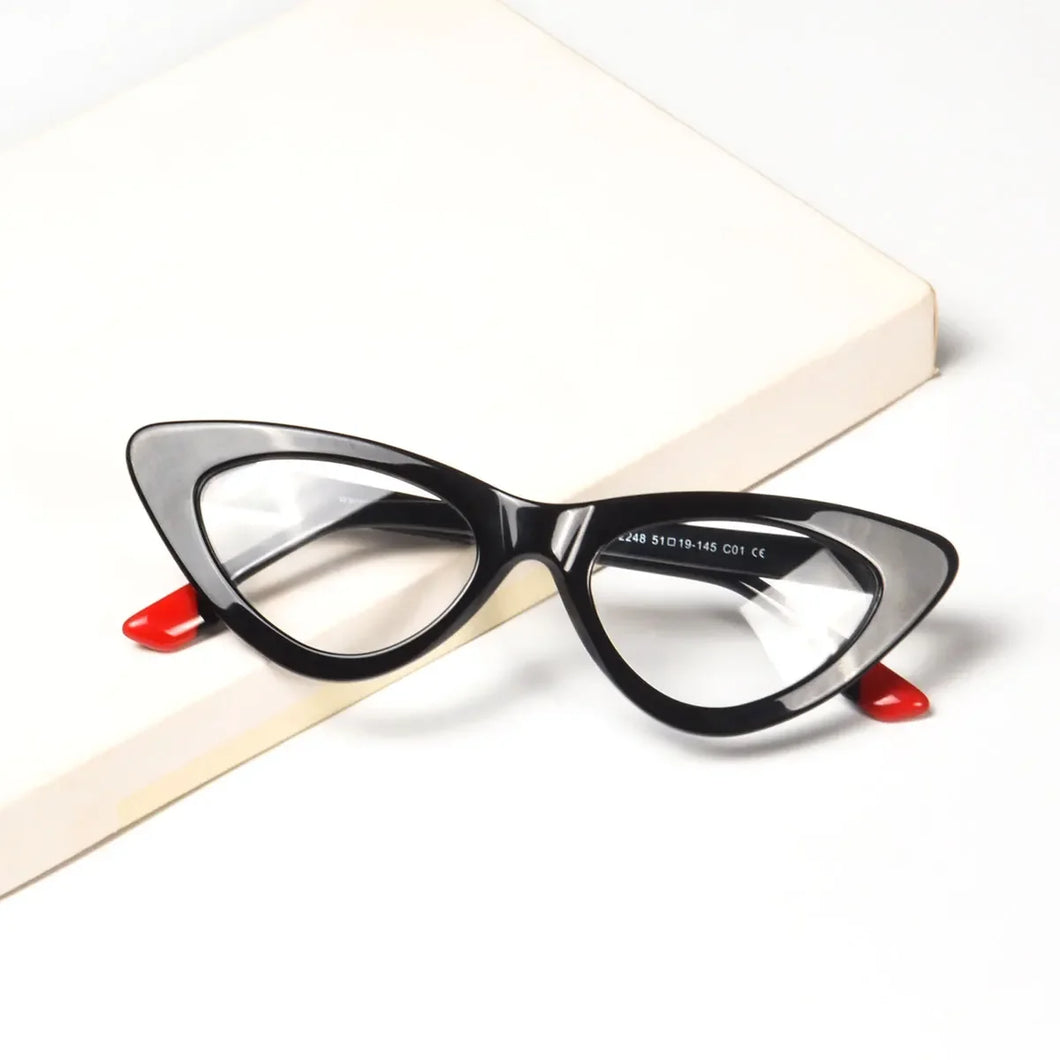 White Cat Eye Glasses Acetate Eyeglasses Frame Anti Blue Light Prescription Glasses for Women Both Myopia or Presbyopia Diopter
