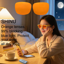Load image into Gallery viewer, Better Sleep Glasses Red Lenses Long Time Working Orange Lensesround Frame Metal Eyeglasses Blue Light Color Lenses with Recipe
