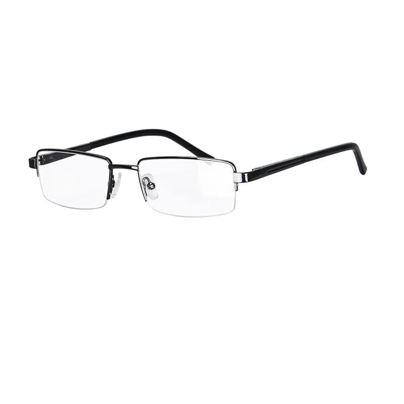 Glasses Man Men's Reading GLasses Prescription Lenses  Myopia Grade Half Frame Metal Eyeglasses Spring hinge Glasses for men