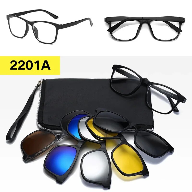 Prescription Glasses with 5 Color Polarized Clip on Sunglasses Progressive Multifocal See Far and Near Reading Glasses Men Women