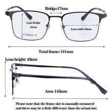 Загрузить изображение в средство просмотра галереи, Standard Prescription Glasses Men Titanium Progressive Multifocal Reading Glasses for Man Square Eyeglass Frame Big Size 141mm

