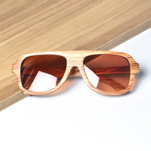 Load image into Gallery viewer, wooden polarized sunglasses men wood sunglasses zebra wood big frame polarized driving sunglass mens  6043
