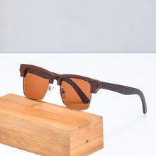 Carregar imagem no visualizador da galeria, polarized sunglasses men ebony wood glasses y2k vintage small frame square sunglasses for men wood  handmade dark shades for men
