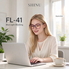 Load image into Gallery viewer, SHINU FL-41 Light Pink Tinted Glasses,480-520mm Blue Light Blocking, Eye Comfort &amp; Migraine Relief for Light Sensitivity UV400
