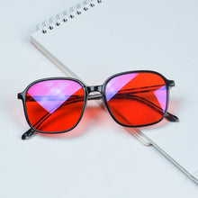 Load image into Gallery viewer, SHINU Y2k Style Glasses Men Women Square Shape Red Lens Better Sleep Blue Light Blocking Glasses Orange Lens for Computer Gaming
