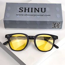 Load image into Gallery viewer, SHINU Myopia Night Vision Glasses Man Night Driving Glasses Women 80% Blocking Blue Light Lenses for Office Working TR90 Eyewear
