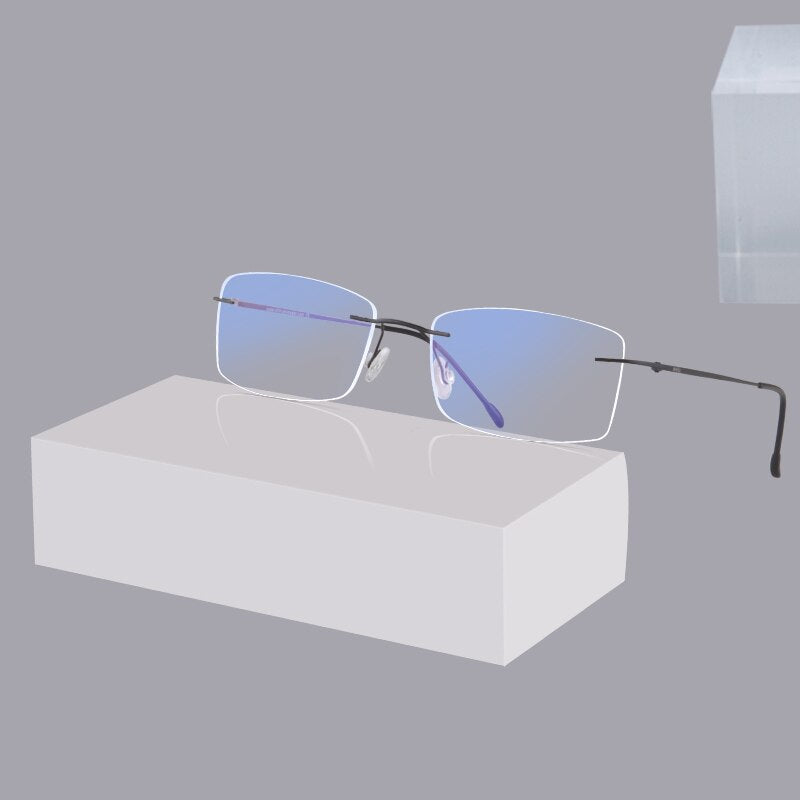 Shinu armação de titânio óculos masculinos sem aro MR-7 lente de resina óculos de leitura progressiva 