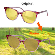 Load image into Gallery viewer, Cat Eye Acetate Sunglasses Woman Day and Night Driving Glasses Photochromic Sunglasses Woman Blue Light Computer Glasses 136mm

