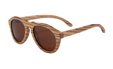 Load image into Gallery viewer, SHINU Wood Polarized Polarized sunglasses Men  Women Handmade zebra wood sun glasses pear wood sunglasses brown lens  6027
