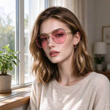 Load image into Gallery viewer, SHINU FL-41 Glasses for Men Women Migraine Relief Anti Blue Green Light 480-520nm Rose Tinted Lens Photophobia Eye Strain
