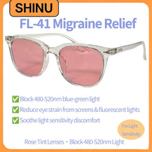 Carregar imagem no visualizador da galeria, SHINU Women FL-41 Glasses FL41 Tint Glasses Man with Rose FL41 Lenses, 480-520nm Blue Green Light Blocking Migraine Eyewear
