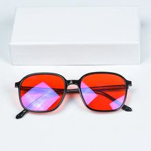 Load image into Gallery viewer, SHINU Y2k Style Glasses Men Women Square Shape Red Lens Better Sleep Blue Light Blocking Glasses Orange Lens for Computer Gaming
