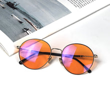 Load image into Gallery viewer, Round frame glasses man Red Lenses Butter Sleep Blue Light Blocking Orange Lense for long time work Eliminate Eye Strain Glasses
