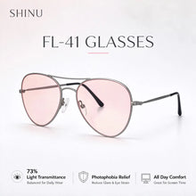 Load image into Gallery viewer, SHINU FL-41 Migraine Glasses Pink Tint 73% Light Transmittance All Day Wear Photophobia Relief Computer Glasses for Women Men
