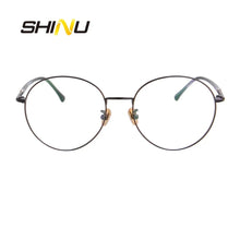 Загрузить изображение в средство просмотра галереи, SHINU Vintage Round Reading Glasses Women Men Fashion Reader Anti Blue Ray &amp; Antifatigue Diopter Eyeglasses Presbyopia Eyewear
